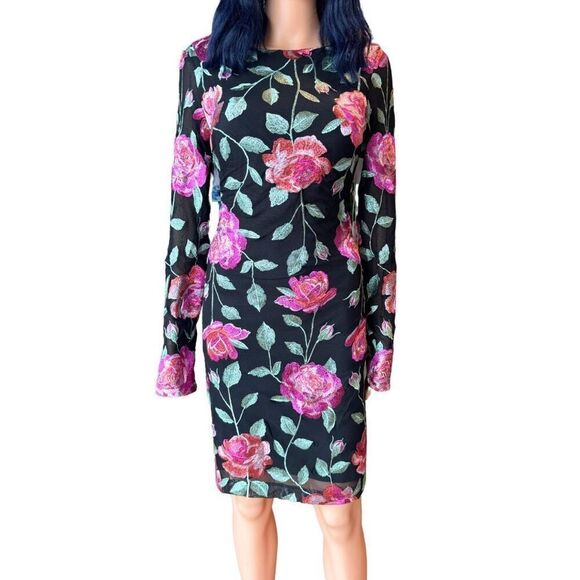 NWT Siena Floral Embroidered Mesh Bodycon Dress - Picture 5 of 10